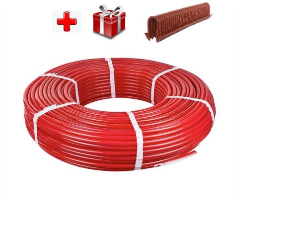 Труба для теплої підлоги  MAREK PE-Xa EVOH 16 2.0  червона + скоби під такер у подарунок